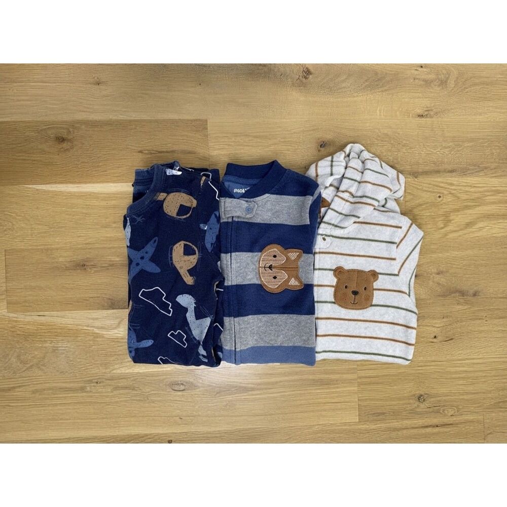 Carter's Baby Boy Bodysuit Onesie Bundle 3-Piece Set Airplane Bear 3-6M EUC